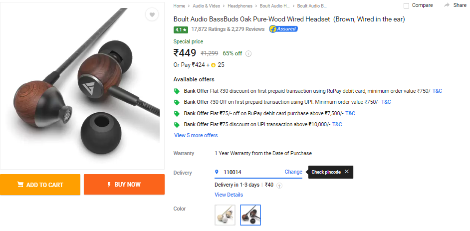 Boult oak best sale wood earphones