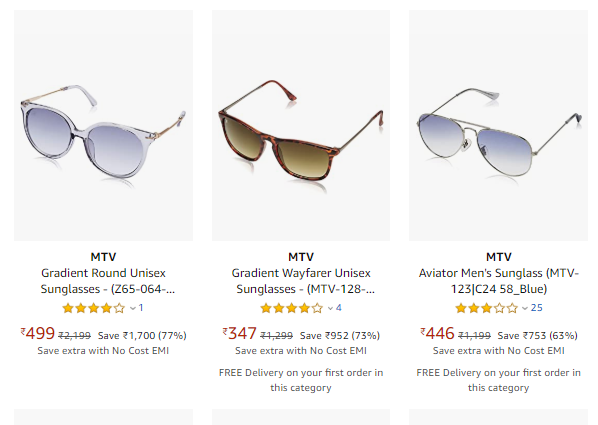 Buy MTV Unisex Square Sunglasses MTV 147 C3 - Sunglasses for Unisex 6973832  | Myntra