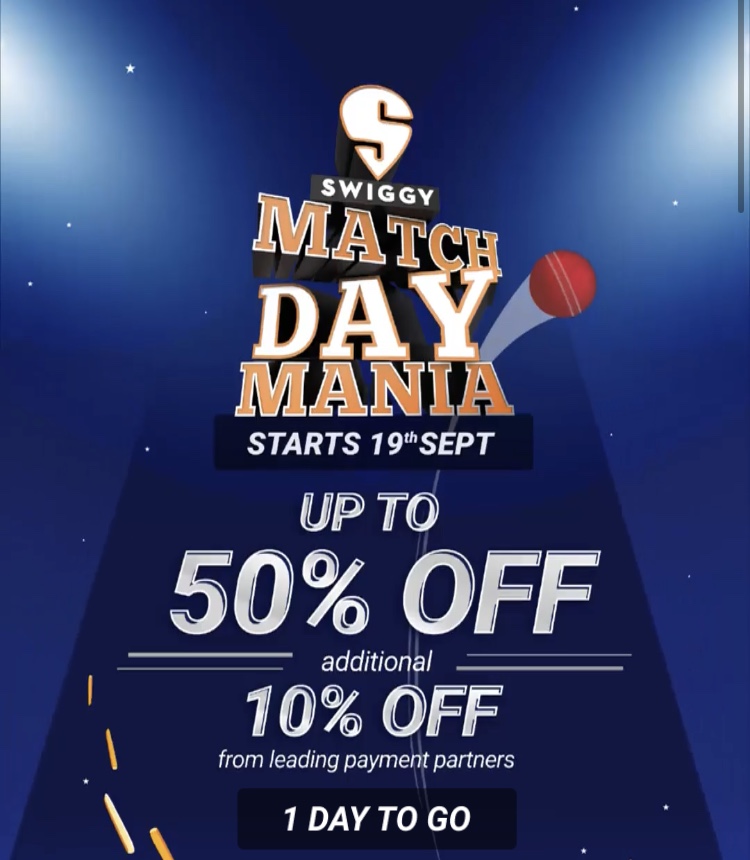 Swiggy Match Day Mania Offer: Get Up To 50% Off Swiggy Match Day Mania Offer: Get Up To 50% Off