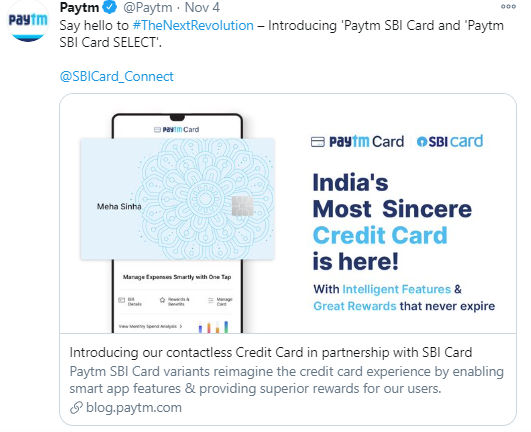 paytm sbi credit cards