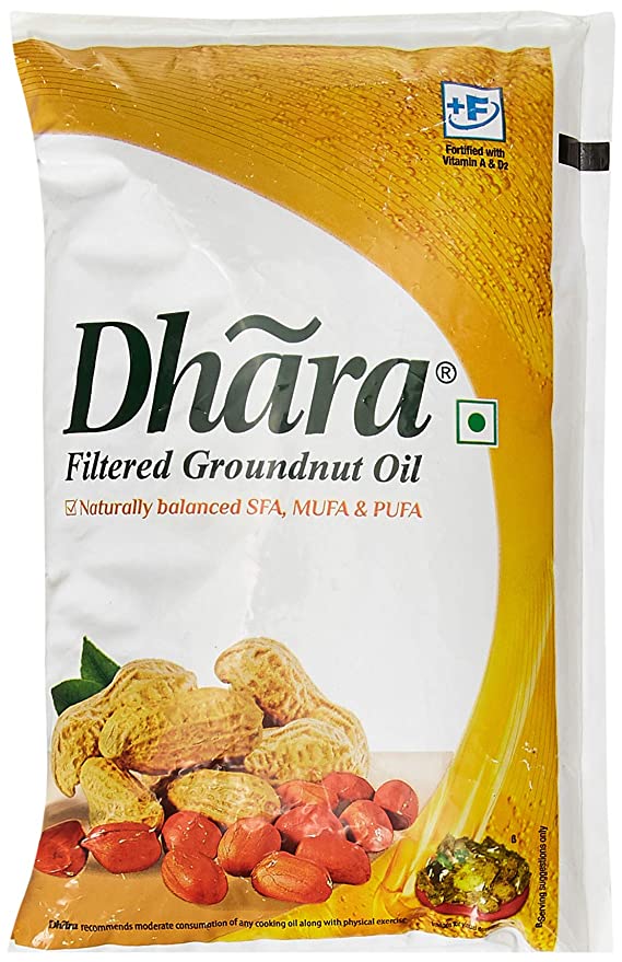 Dhara Groundnut Oil, 1L Pouch