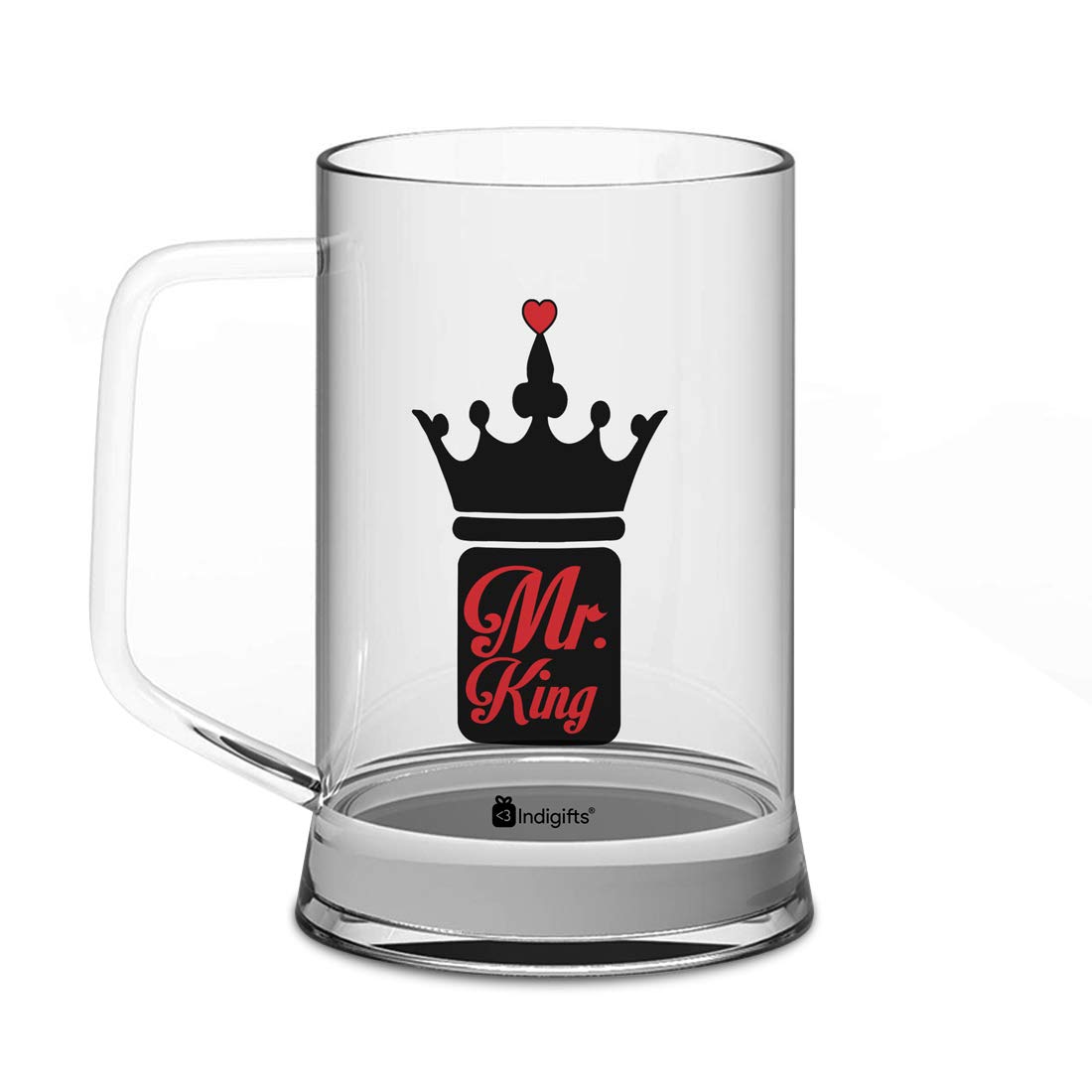Mr. King Quote Bold King Crown Illustration Clear Glass Beer Mug 