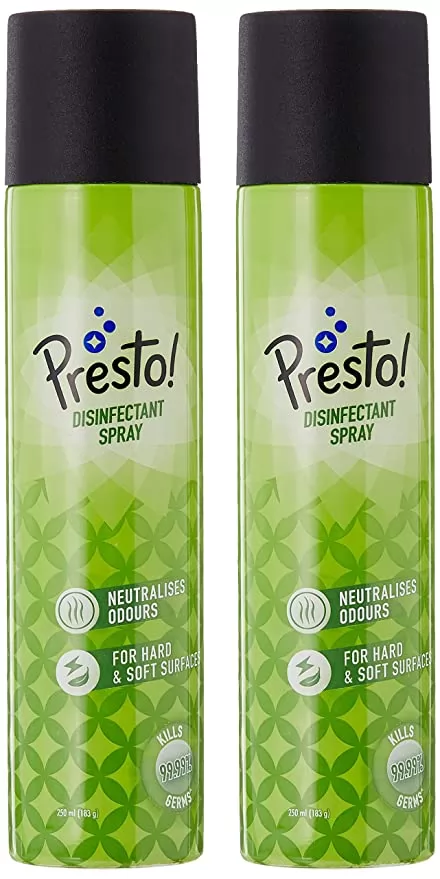  Amazon Brand - Presto! Multi-purpose Surface Disinfectant Spray with 99.99% germ kill - 250 ml (Pack of 2)