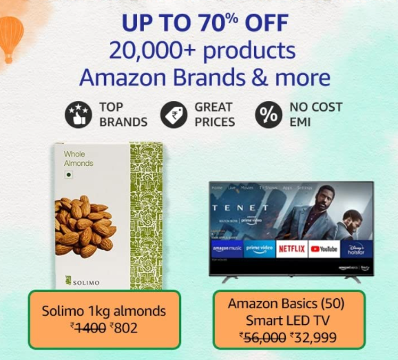 Get up to 65% OFF on Amazon Brands