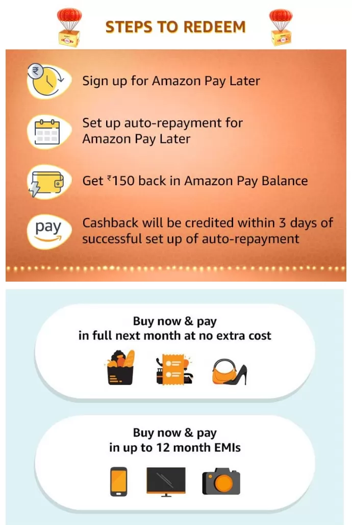 Amazon Pay Later Cashback Offer