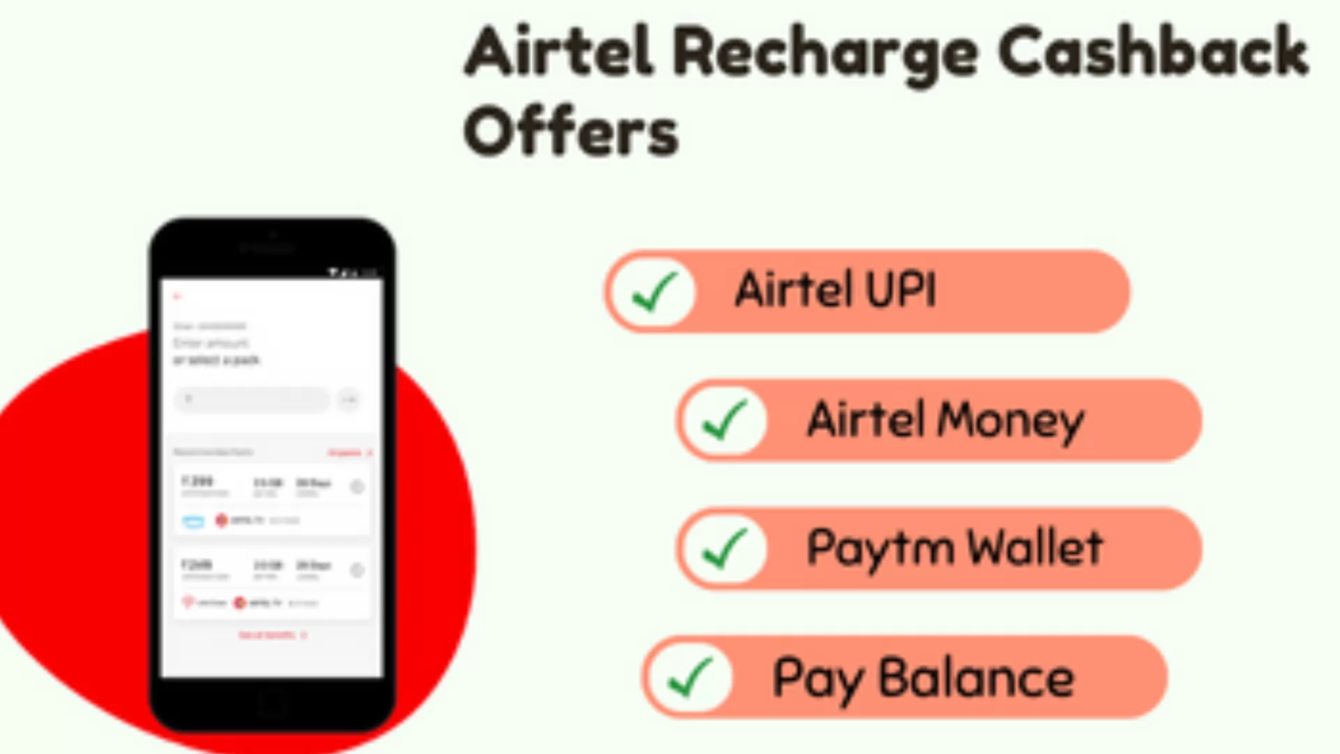 Airtel Recharge Cashback offers 