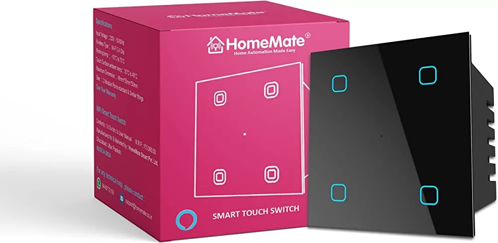 HomeMate® wifi Smart 4 Gang Touch Switch