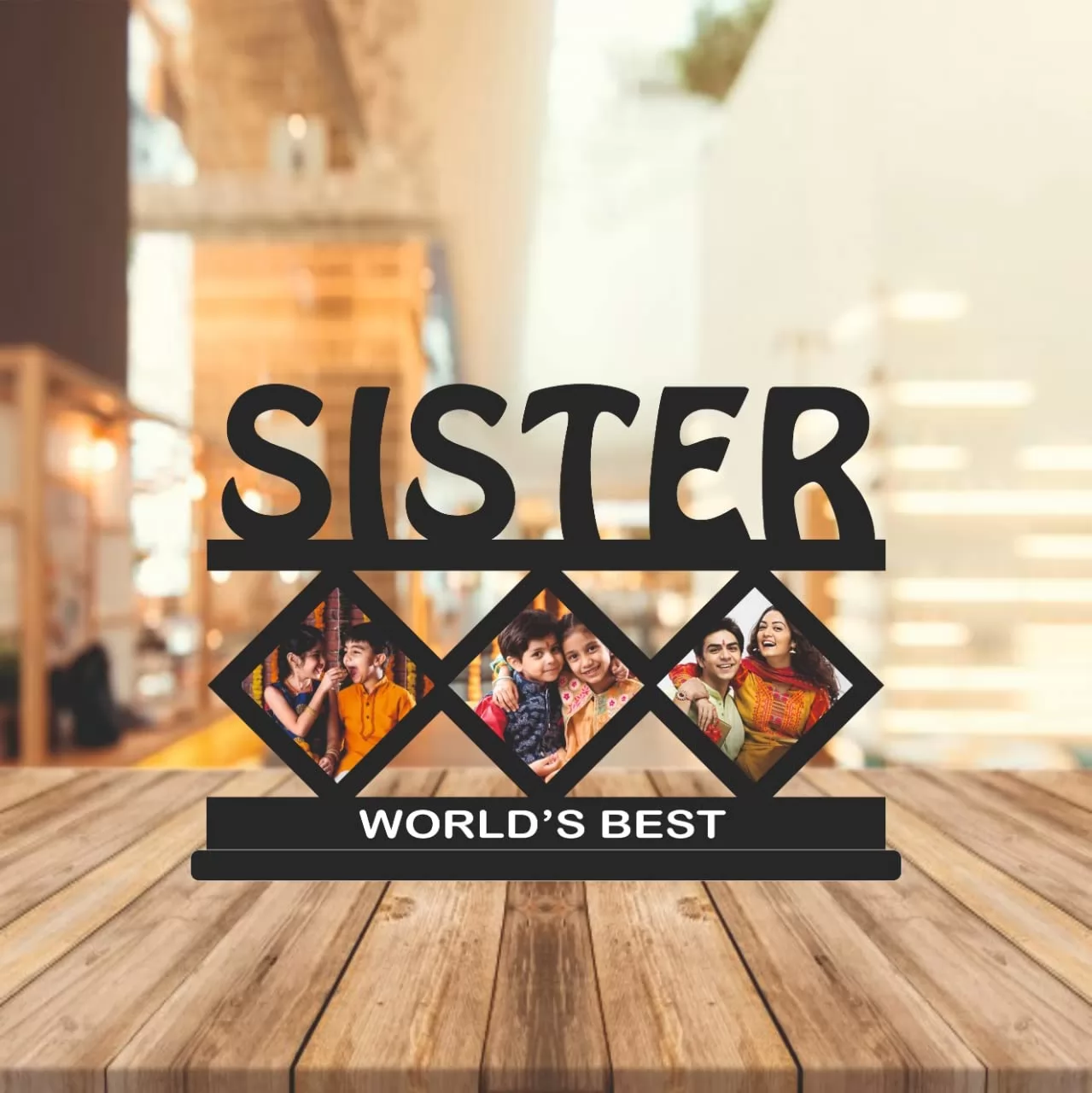 GIFT JAIPUR Sister Personalised Wooden Photo Table