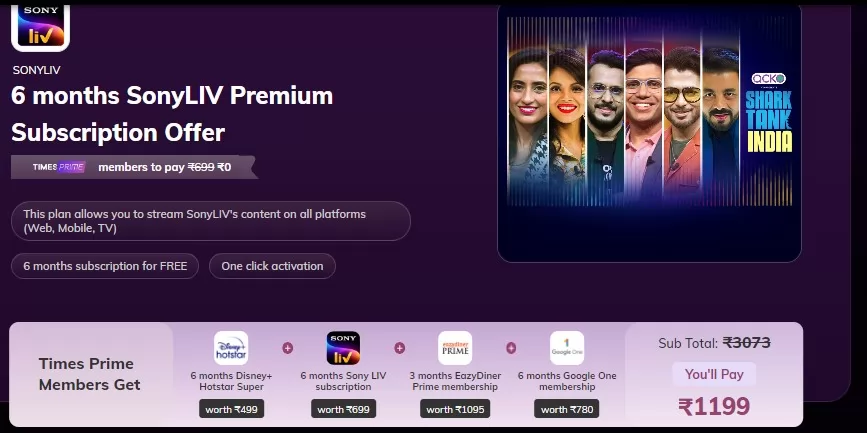 how to watch SonyLiv for free - Through Times Prime SonyLiv Offer