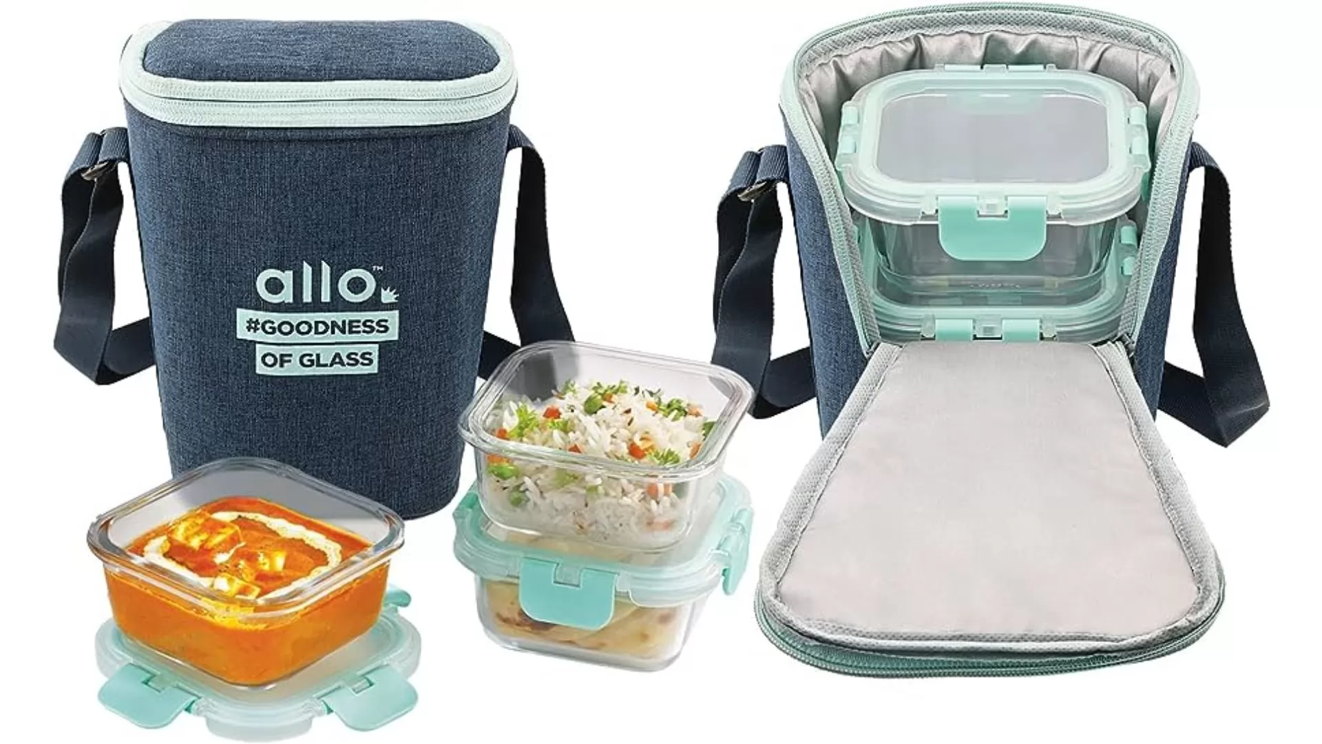 Allo Food Safe 310MIX3 Glass Lunch Box