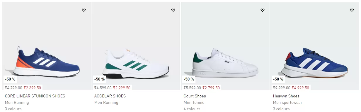 Flat 50% OFF On Complete Adidas Range + Extra 15% OFF