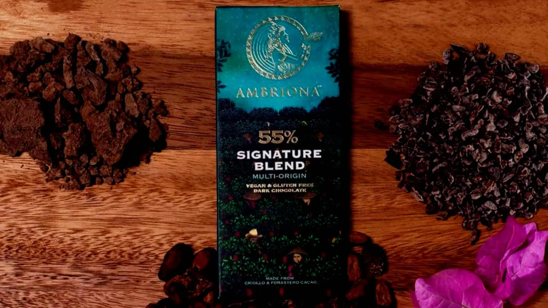 Ambriona 55% Dark Chocolate Bar Signature Blend Vegan Gluten Free Chocolate