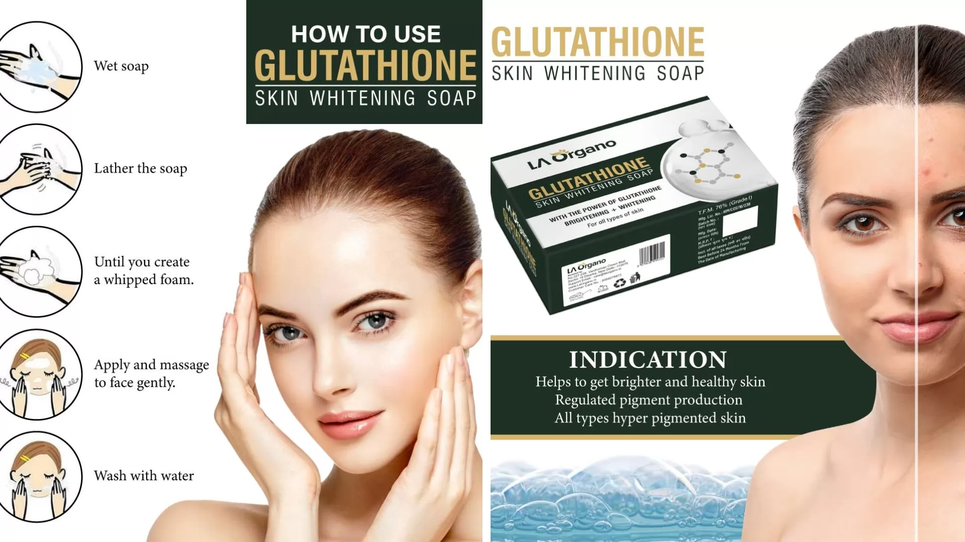 Glutathione Skin Whitening Soap - LA Organo Single Pack