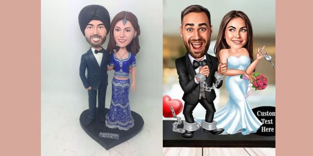 Personalised Indian Wedding Caricature with Bride and Groom 