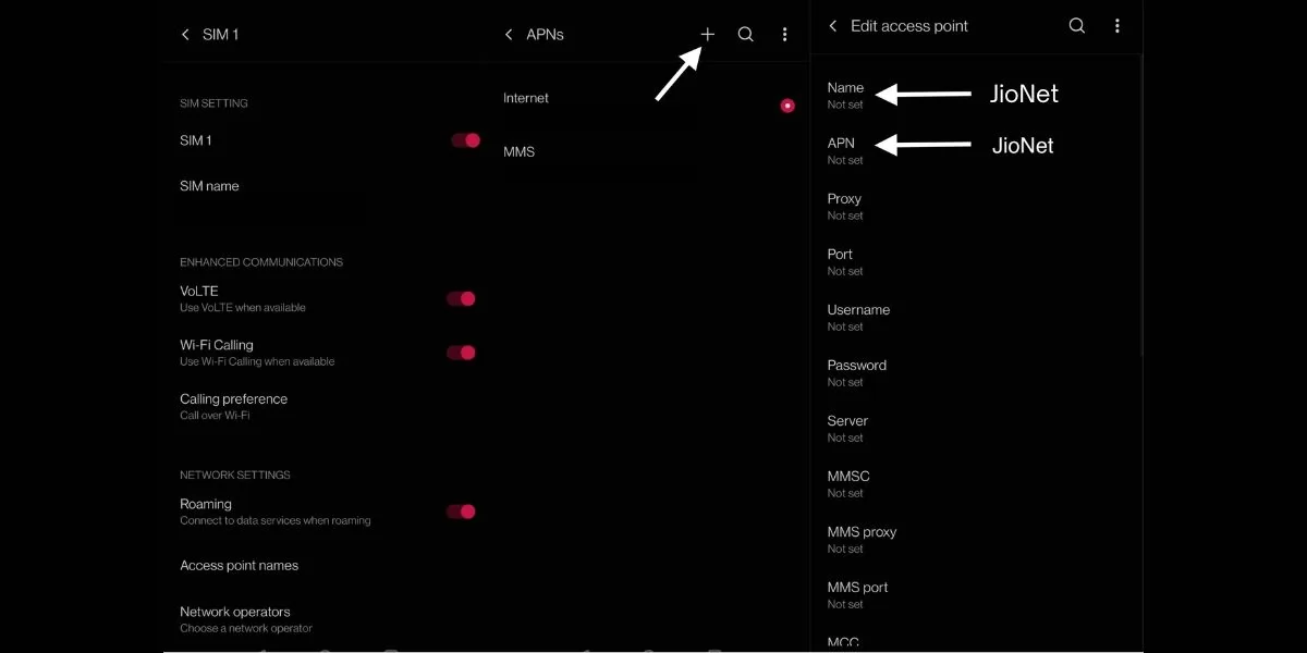 Jio APN Settings