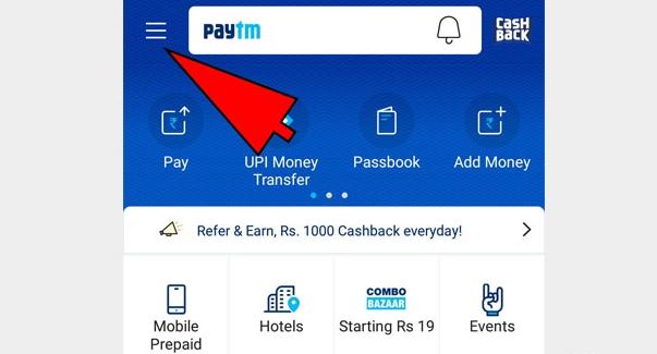 You will be able to see three horizontal lines at the top-left corner of Paytm’s main page. Click on it to launch the sidebar that contains several things like Security Settings, Payment Settings and more. 