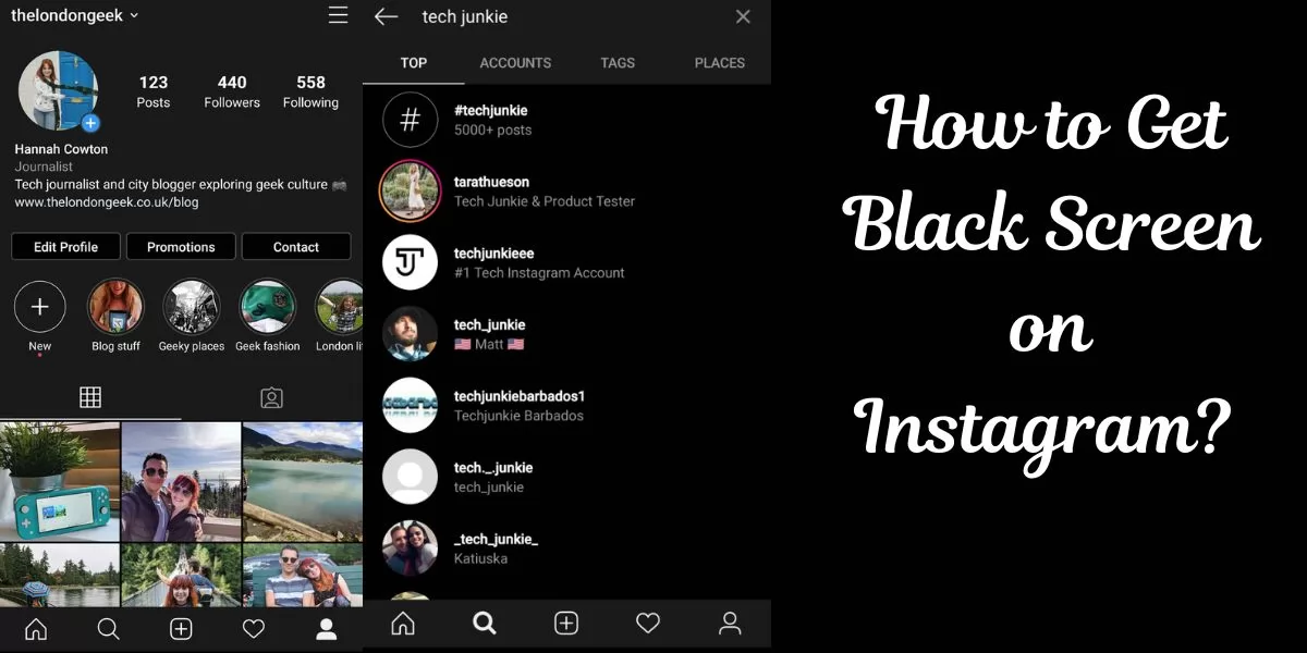 how to get black screen on Instagram