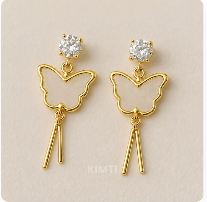 White Butterfly Dangler Drop Earring