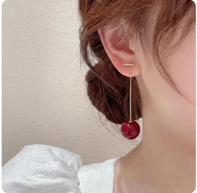 Cherry Blossom Red Drop Earring