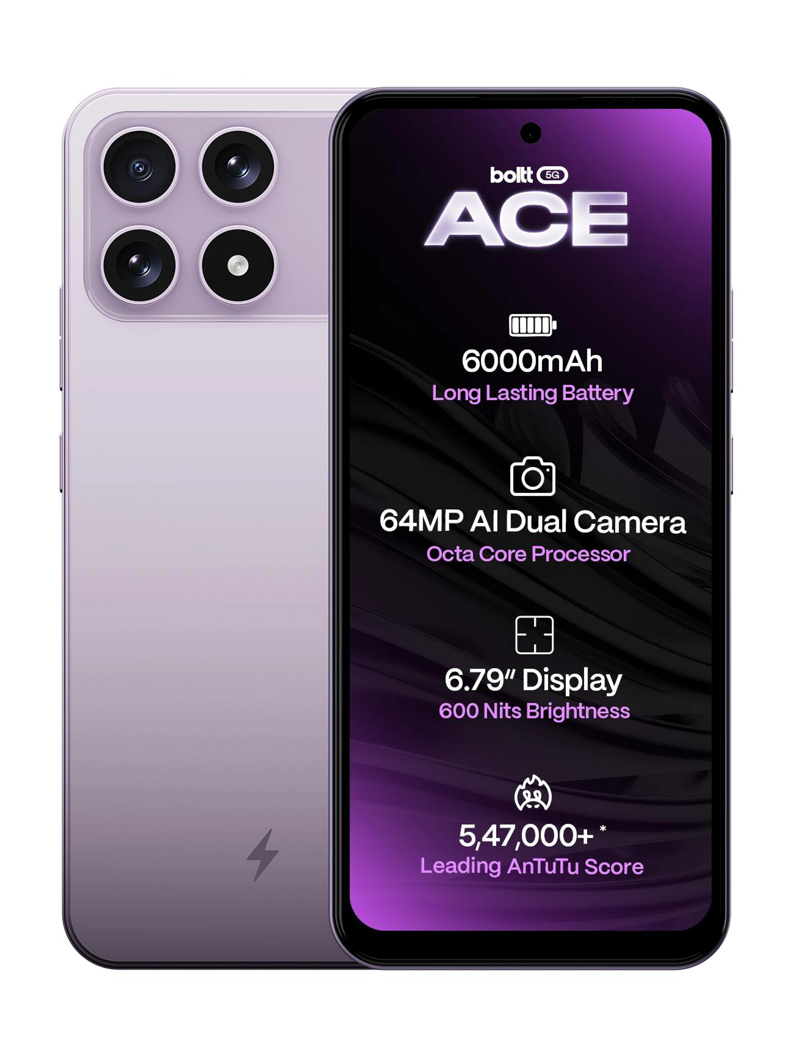 BOLTT ACE 5G Lavender Bloom 64 GB 4 GB RAM