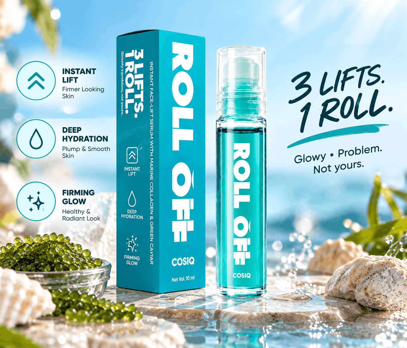Anti-Aging Roll Off Instant Face Lift Serum For Women & Men - 10ml